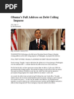 Obama's Full Address On Debt Ceiling Impasse