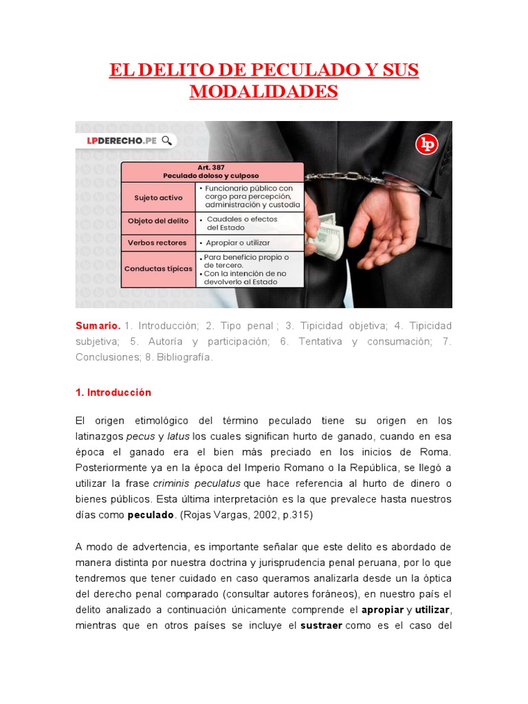 El Delito de Peculado y Sus Modalidades | PDF | Derecho penal