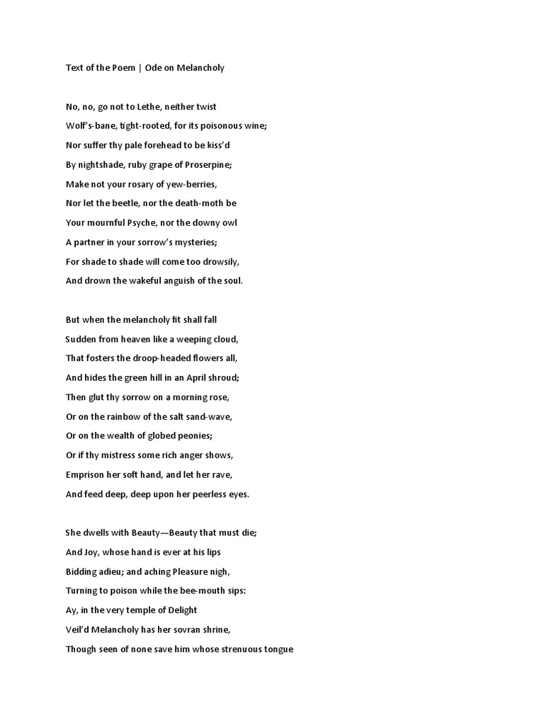 Ode on melancholy pdf