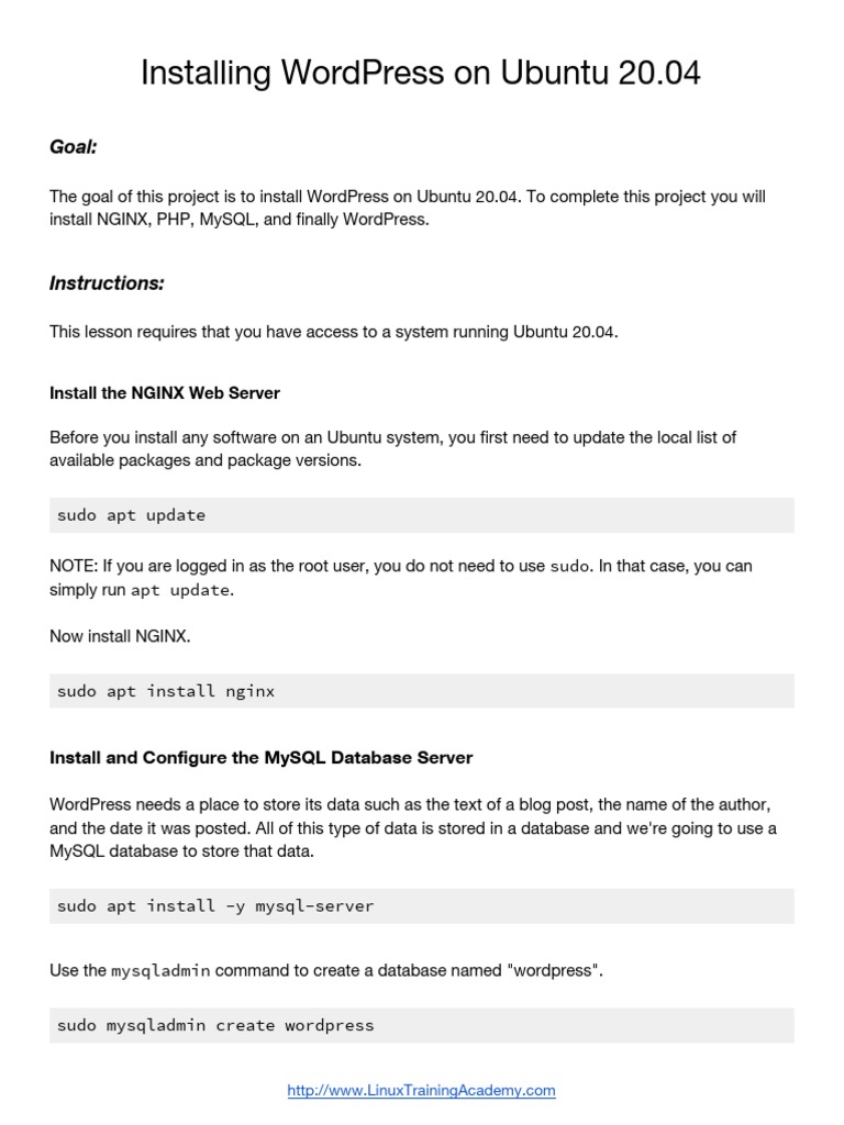 002 installing wordpress on ubuntu pdf word press my sql
