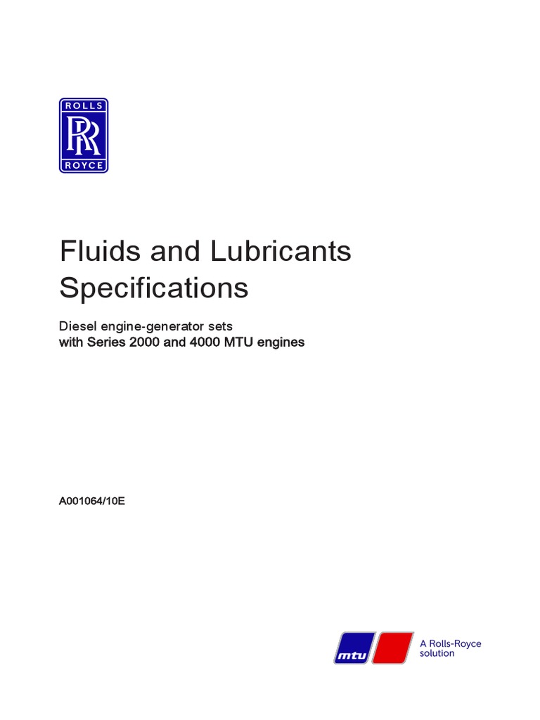 Fluids and Lubricants Specifications Diesel EngineGenerator Sets With