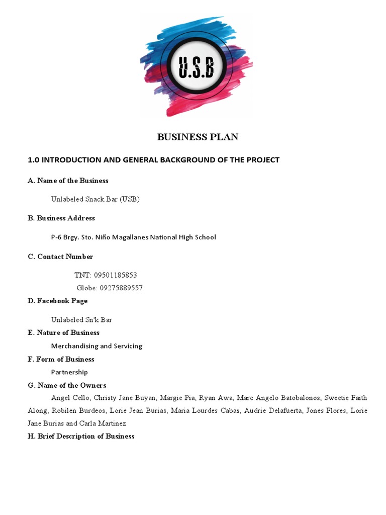 Business Plan PDF Breads Marketing