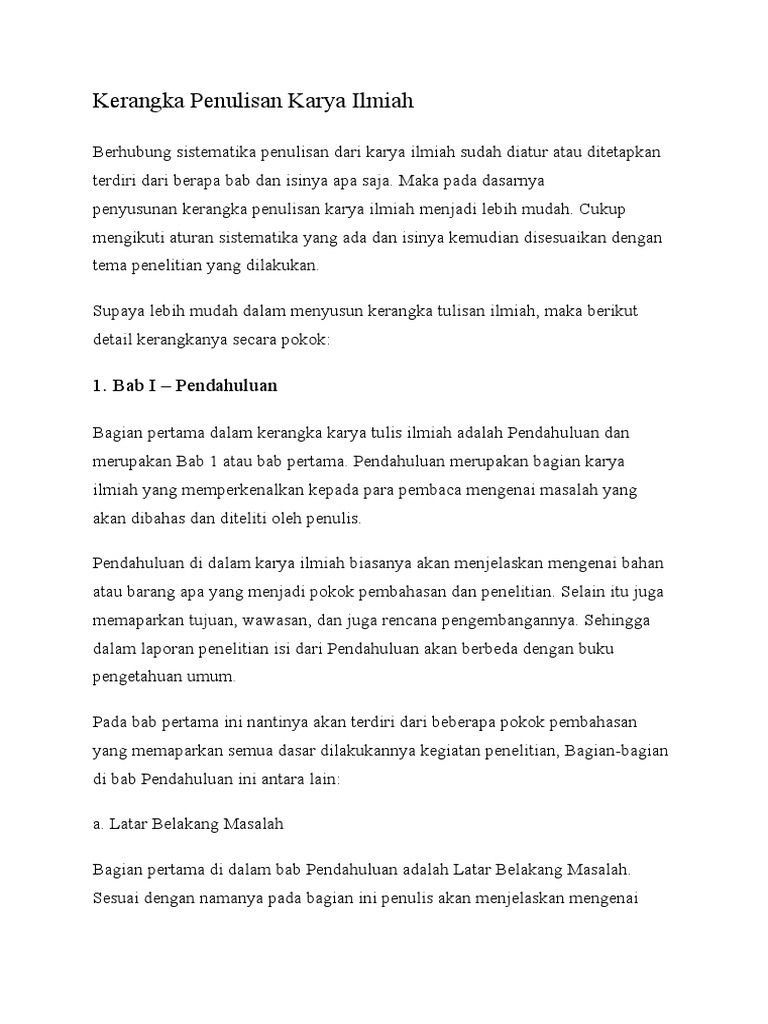 Penulis ilmiah membuat kerangka penulisan