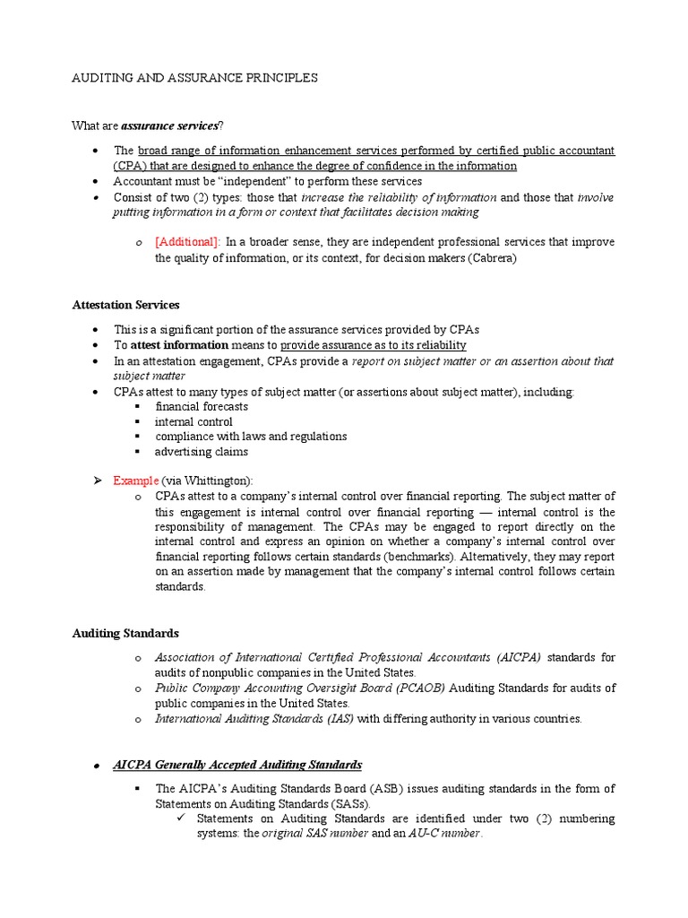 Auditing and Assurance Principles | PDF | Certified Public Accountant ...