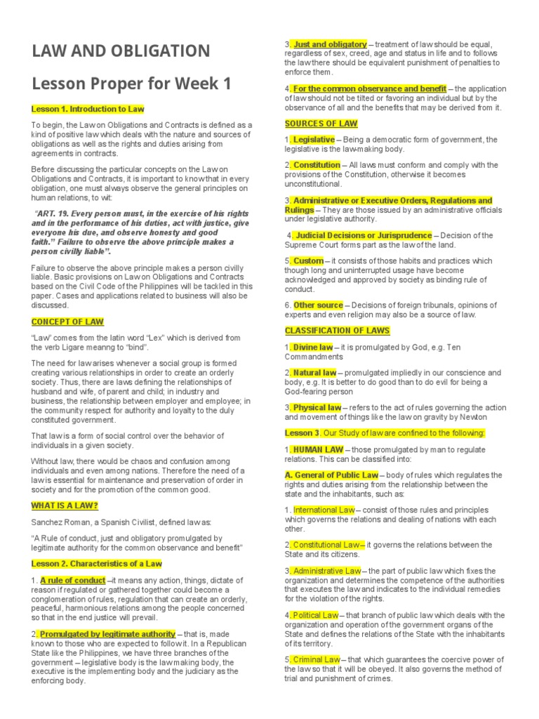 Introduction to Law and Obligations | PDF | Legal Liability | Law Of ...