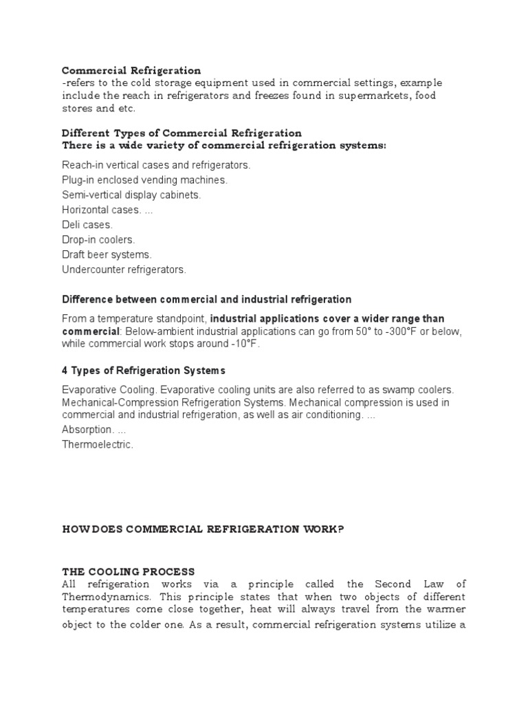 Commercial Refrigeration Pdf Refrigerator Refrigeration