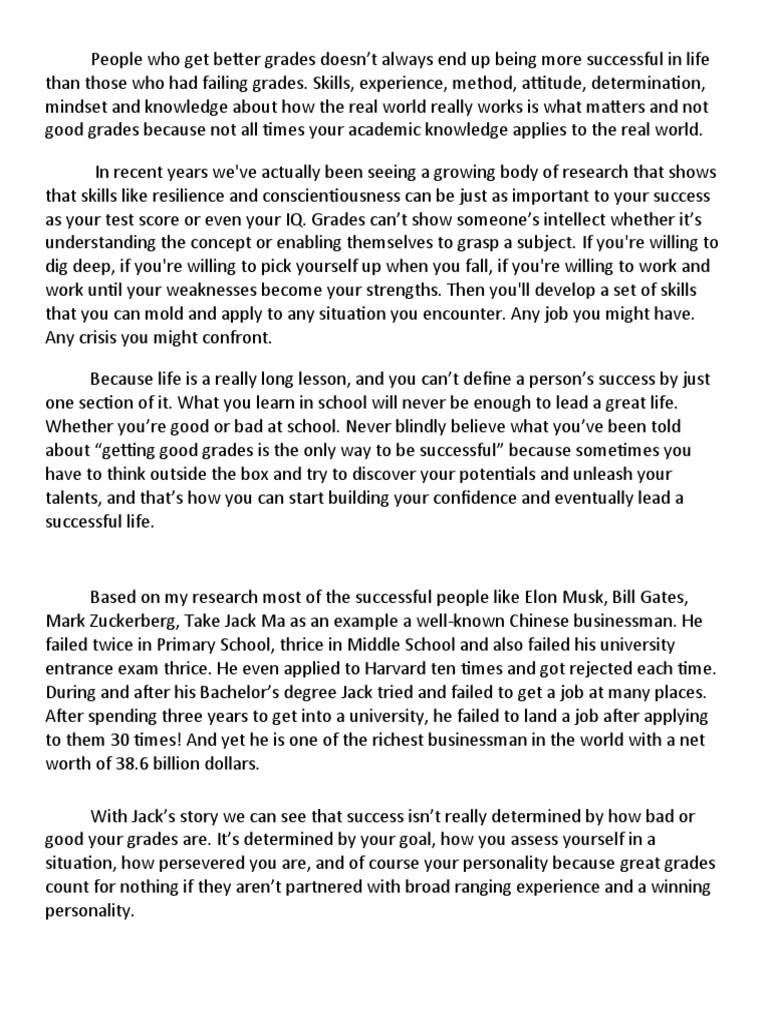 Grades Don't Define Success Why Skills, Experience and Determination