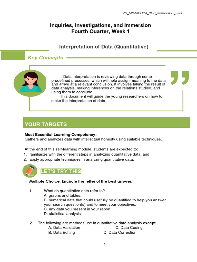Analyzing Quantitative Data Techniques | PDF | Data | Data Analysis