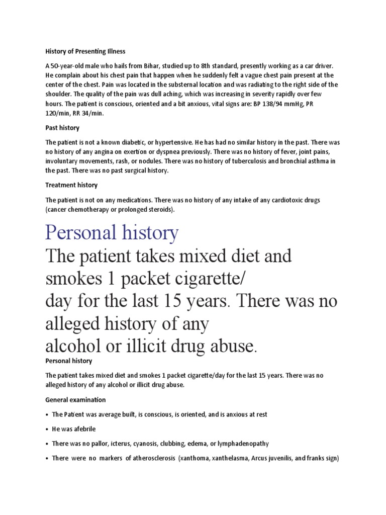 History of Presenting Illness PDF Heart Lung