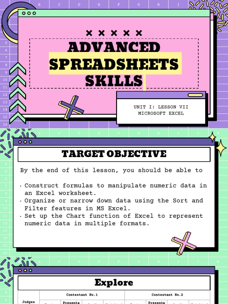 Advanced Spreadsheet Skills PDF Microsoft Excel Spreadsheet
