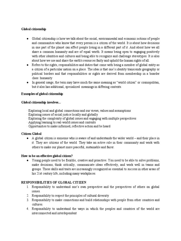 Understanding Global Citizenship | PDF | Citizenship