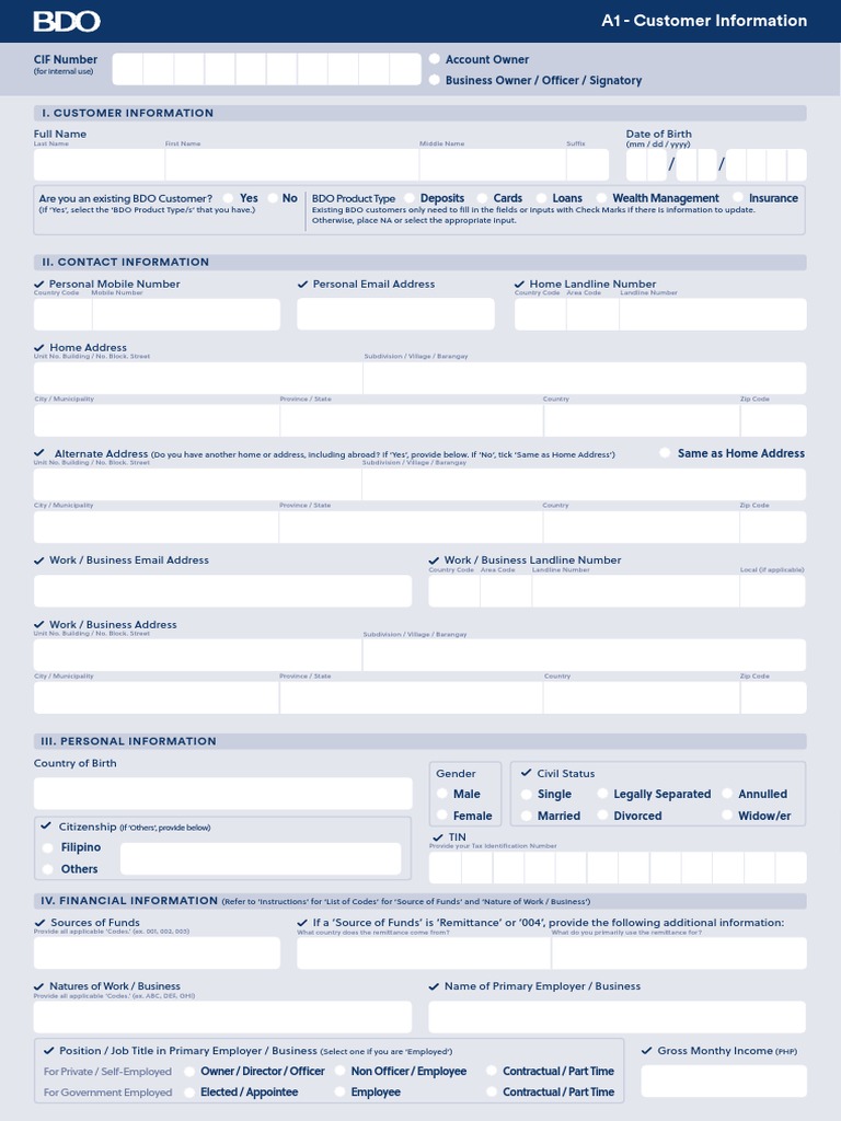 Personal Loan Form Form New To Bdo Client Jul 2022 PDF Credit Card Loans