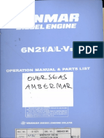 Yanmar Diesel Engine 6n21 (A) L-V Series Generator Engine Instruction Book