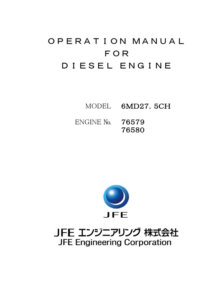 Diesel Engine Operation Manual 6MD27.5CH | PDF | Internal Combustion ...