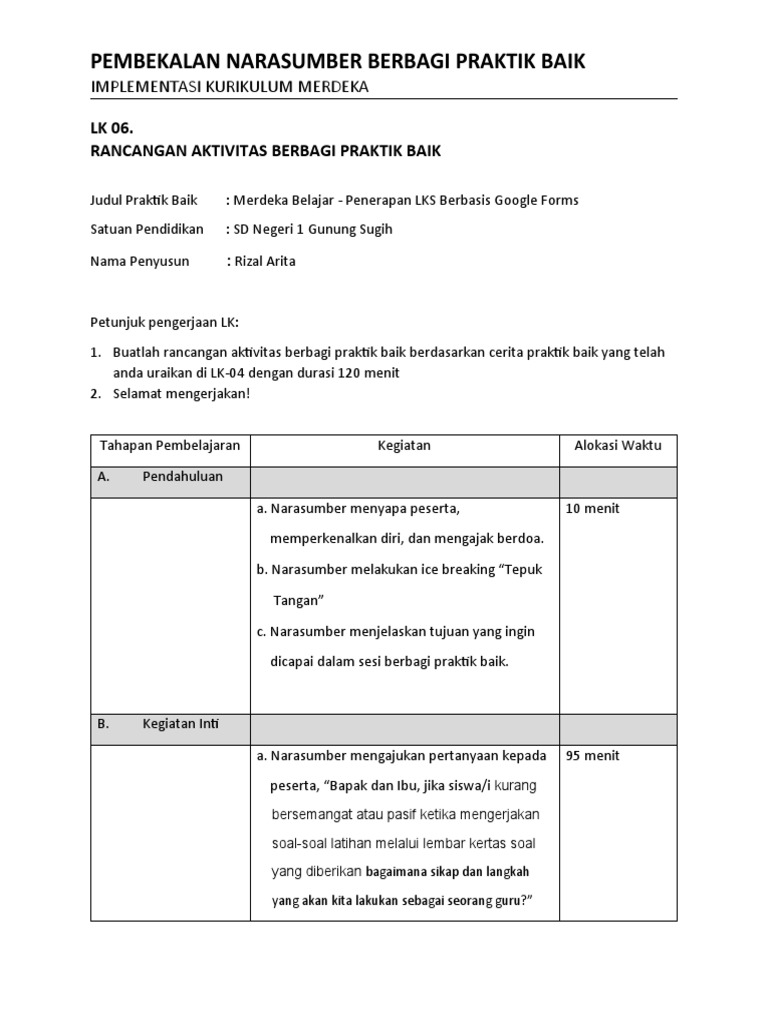 Praktik Baik LKS Google Forms SD Merdeka | PDF | Bisnis | Seni