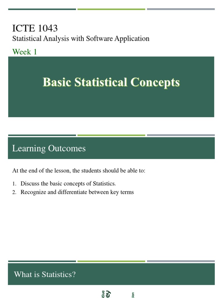 1 - Basic Statistical Concepts | PDF | Statistics | Data