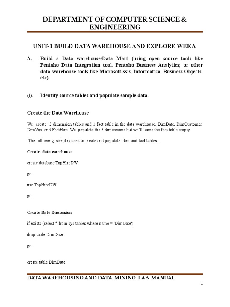 Data Warehouse Lab Manual | PDF | Statistical Classification | Computer ...