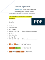 Operaciones Algebraicas Algebraicas