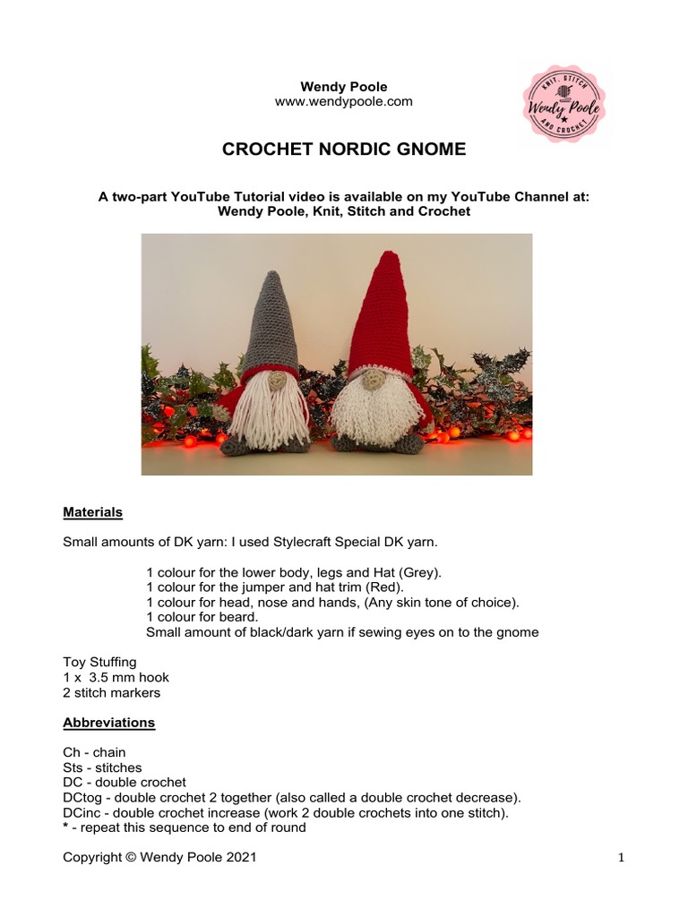 Updated Crochet Nordic Gnome PDF Crochet Textiles