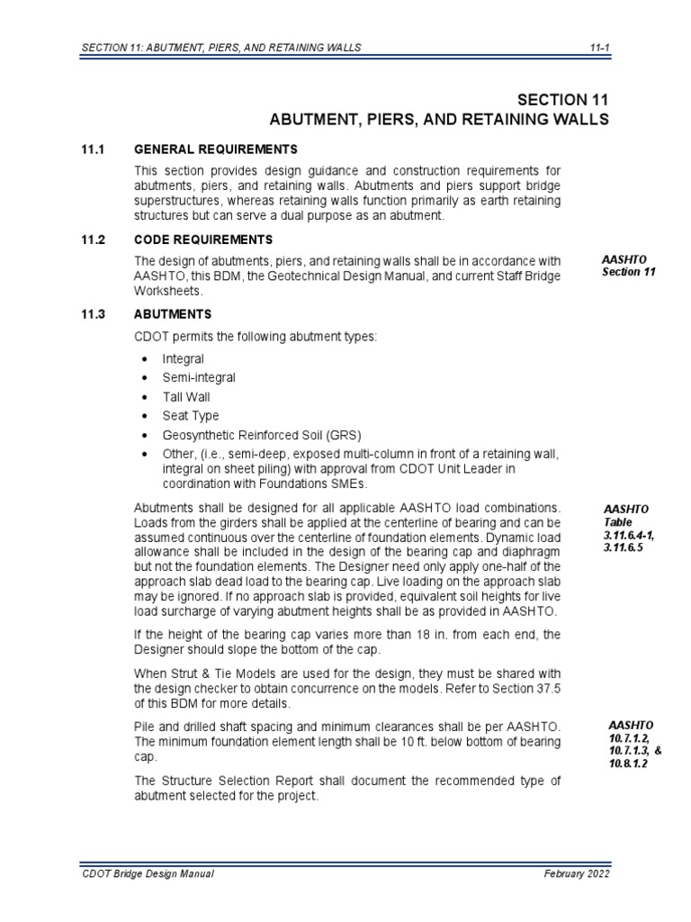 CDOT Bridge Design Manual Section 11 2022 PDF Deep Foundation