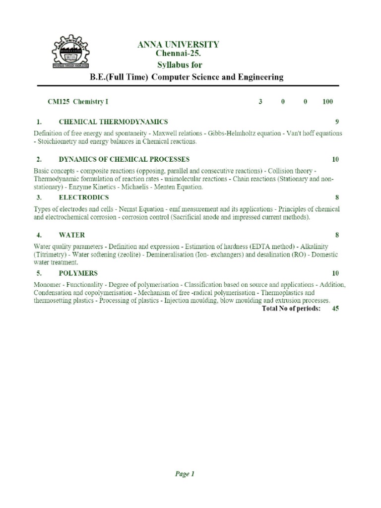 Anna University Chennai-25. Syllabus Fo.. | PDF