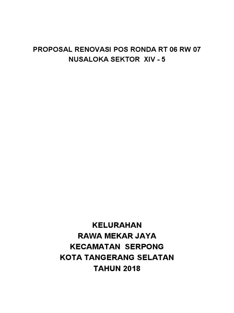 Proposal Renovasi Pos Ronda RT 06 | PDF