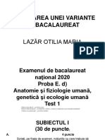 Rezolvarea Unei Variante de Bacalaureat La Anatomie Și Fiziologie Umană