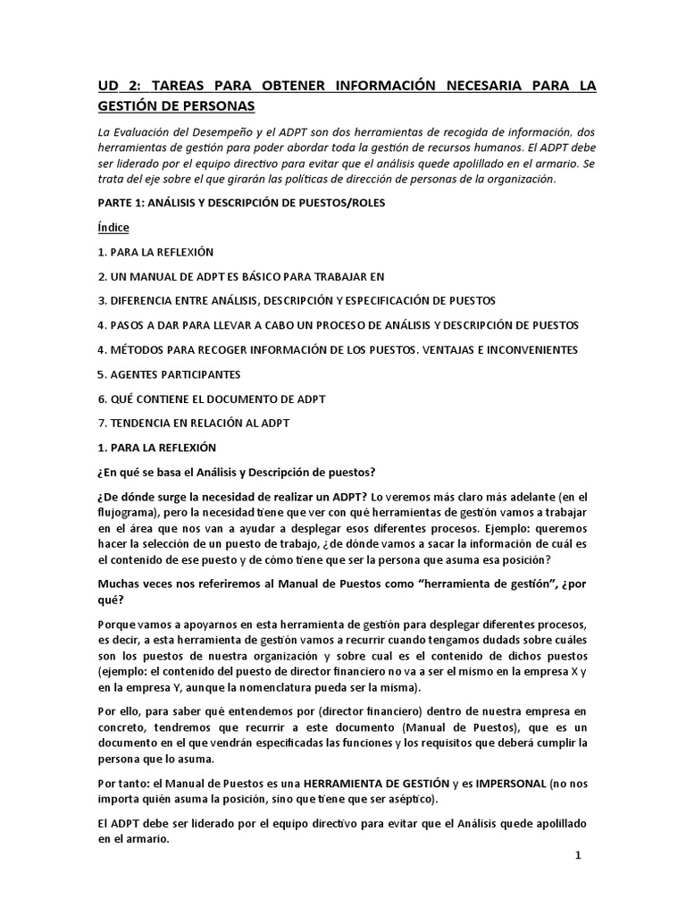 Herramienta ADPT para Análisis de Puestos | PDF | Evaluación | Información