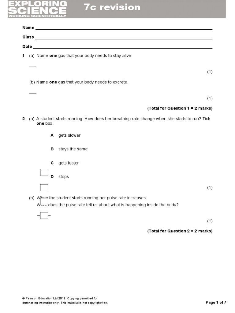 7c Revision Test | PDF | Blood | Blood Vessel