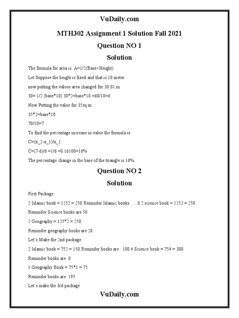 mth302 1st assignment solution