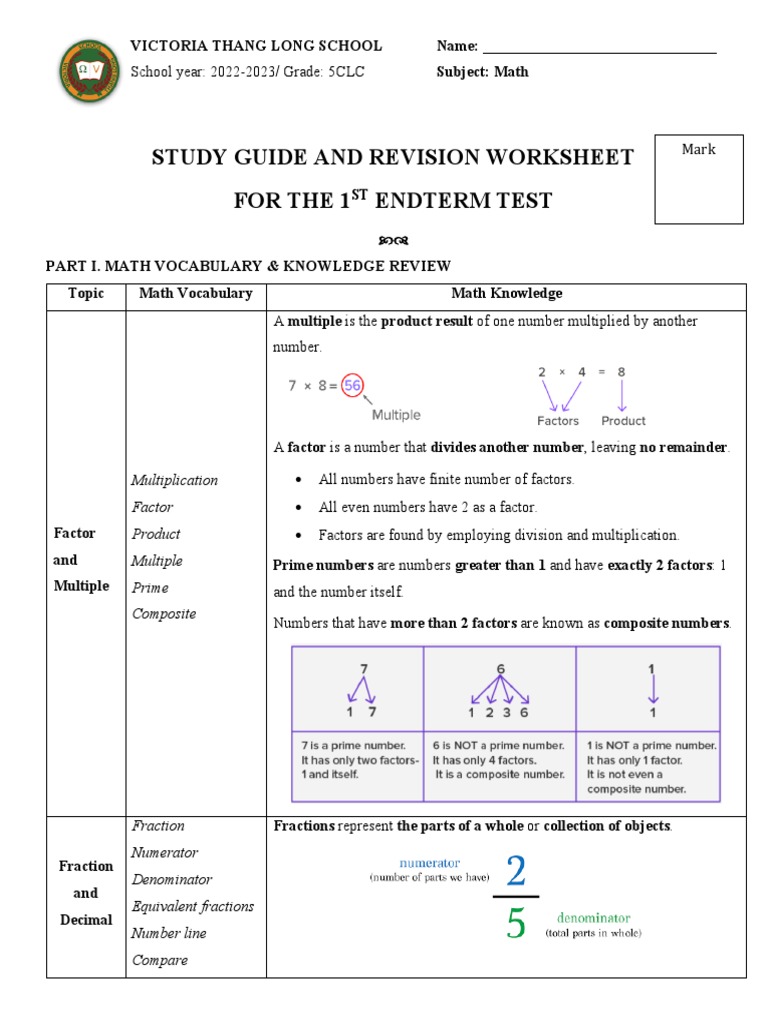 Grade 5 Math Revision Guide | PDF | Number Theory | Mathematics