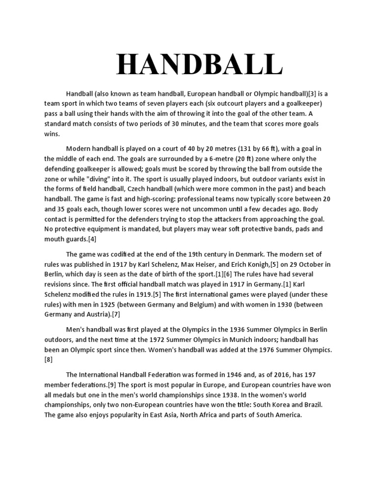 Handball PDF Games Of Physical Skill Sports Rules And Regulations