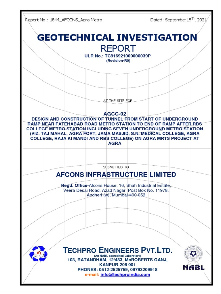 Geotechnical Report for Agra Metro Project | PDF | Deep Foundation ...