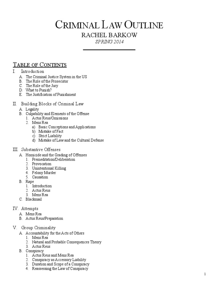 Criminal Law Outline Autor Rachel Barkow | PDF | Plea | Plea Bargain