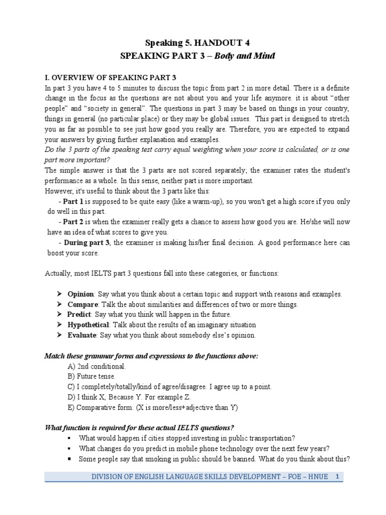 LS5 - W4 - Speaking Handout (IELTS Speaking Part 3) - Student Version ...