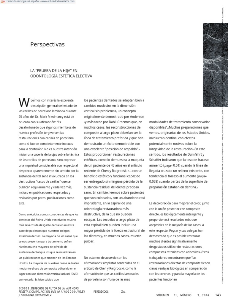J Esthet Restor Dent 2009 Burke The Daughter Test in Elective Esthetic Dentistry En.es