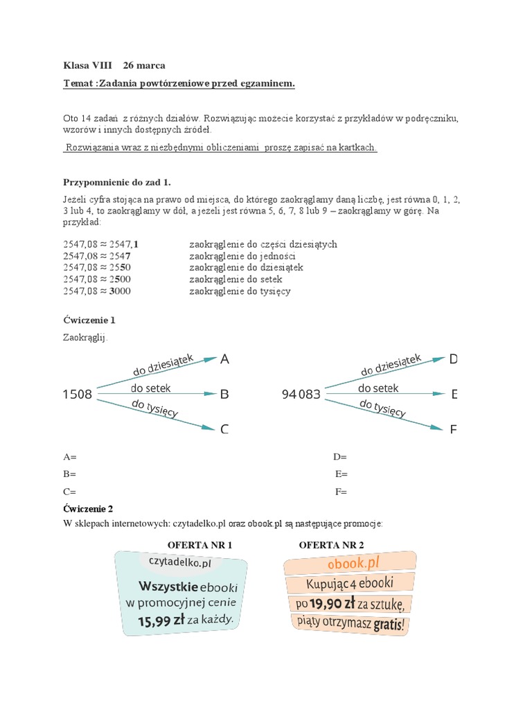 Matematyka Klasa Viii | PDF