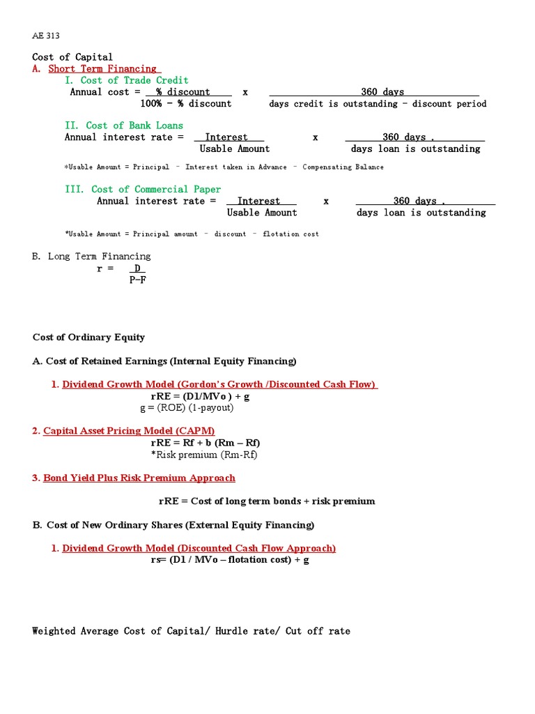 Ae 313-All Formulas | PDF | Net Present Value | Business