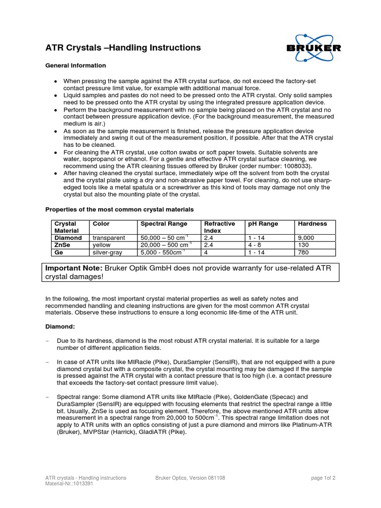 Proper Handling of ATR Crystals Instructions for Maximizing Safety and