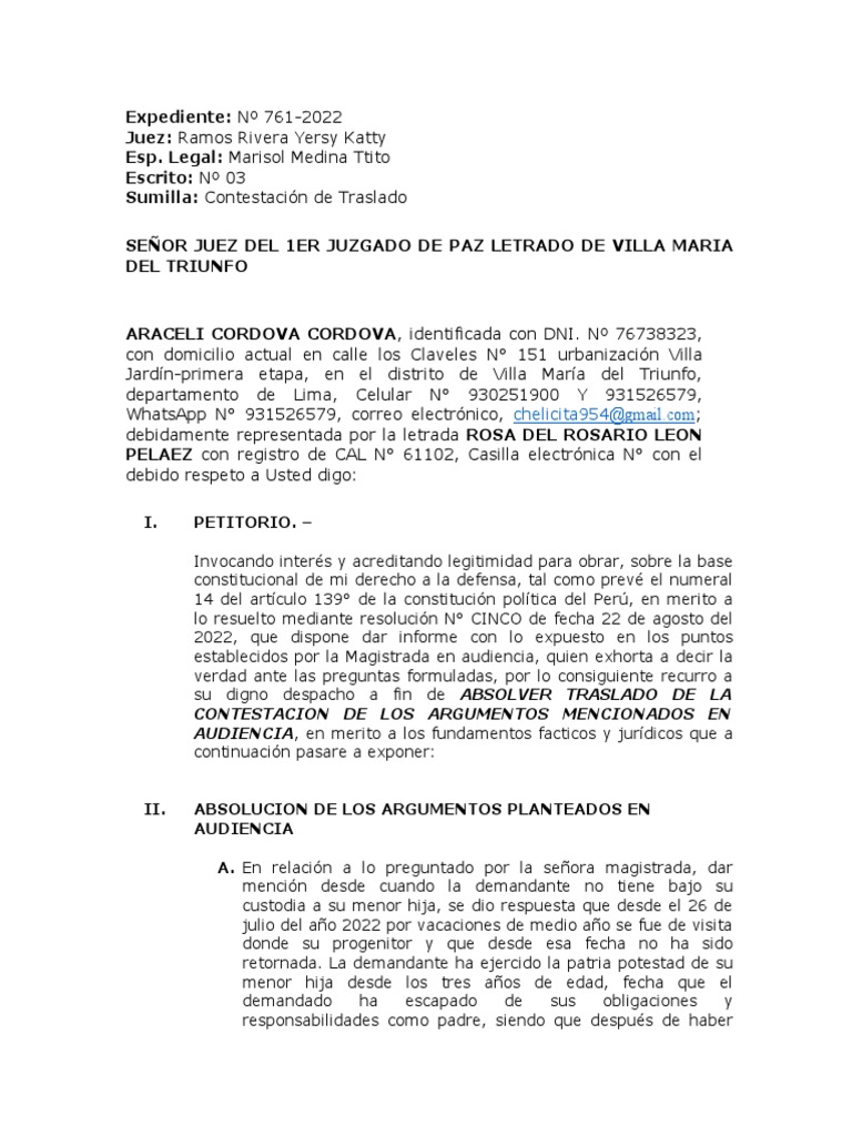Respuesta de Correr Traslado PDF Violación Judicaturas