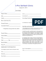 All-Pro Softball Clinic Registration Form August 21 2011