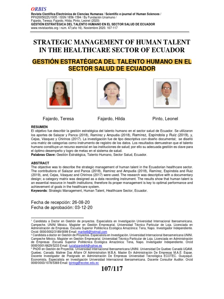 Gestion Estrategica Del Talento Humano en El SectorSalud | PDF ...
