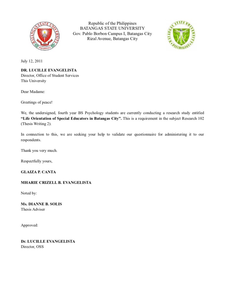 Letter Questionnaire)