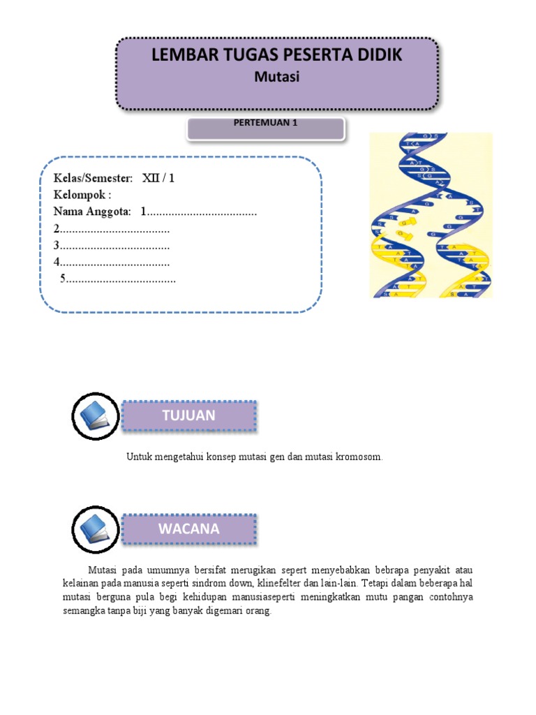 Konsep dan Tipe Mutasi Gen Kelas 12 | PDF