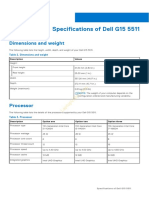 Specifications of Dell G15 5511: Dimensions and Weight