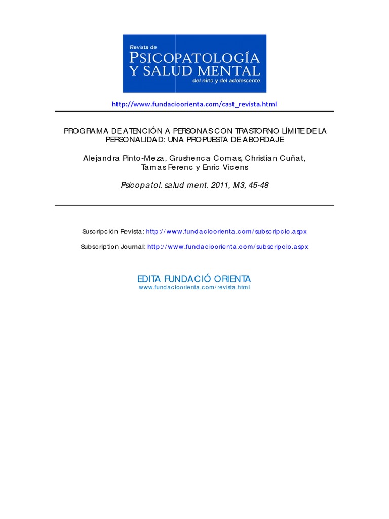 Dib R | PDF | Trastorno límite de la personalidad | Psicoterapia