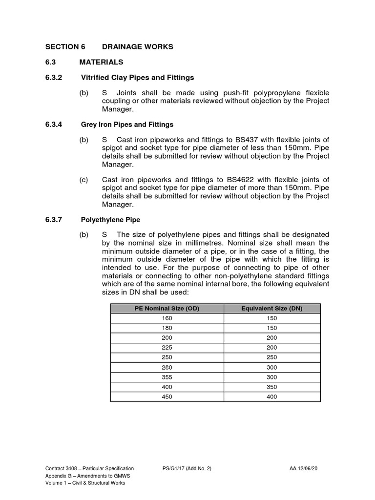 Civil & Structural Works Specs | PDF | Pipe (Fluid Conveyance) | Screw