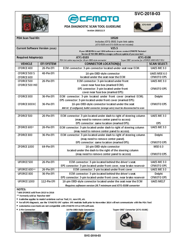 CFMOTO PDA Diagnostic Tool Guide | PDF | Vehicle Technology | Computer ...