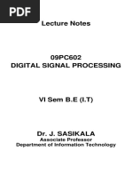 09PC602 - Digital Signal Processing VI Sem BE (IT) Notes