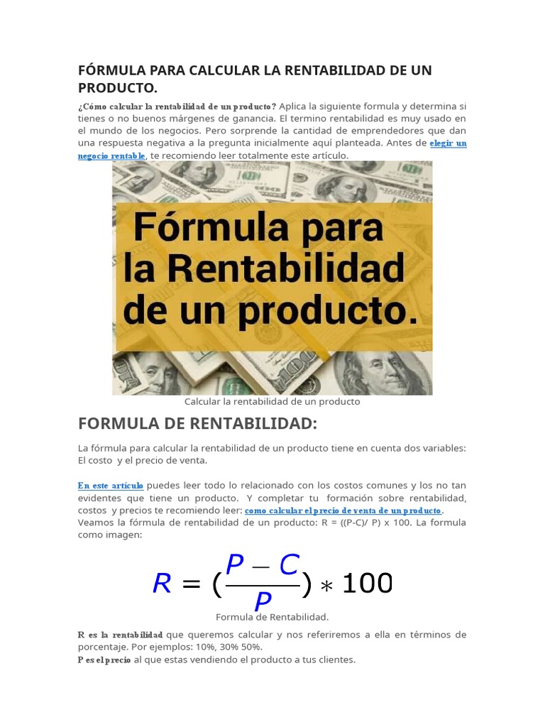 Cómo Calcular la Rentabilidad de un Producto | PDF | Precios | Ciencias ...